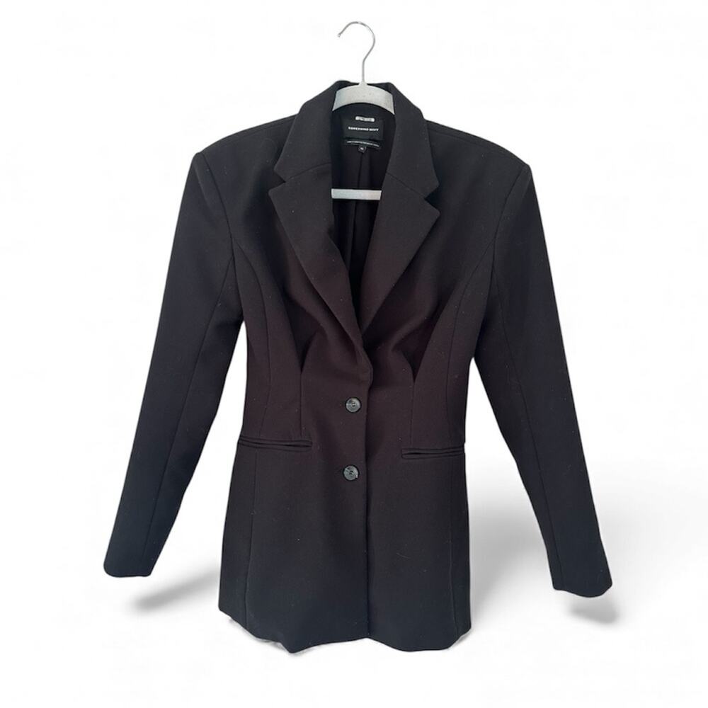 Something Navy Arielle Charnas Waist Emphasis 2 Button Blazer Size XS EUC